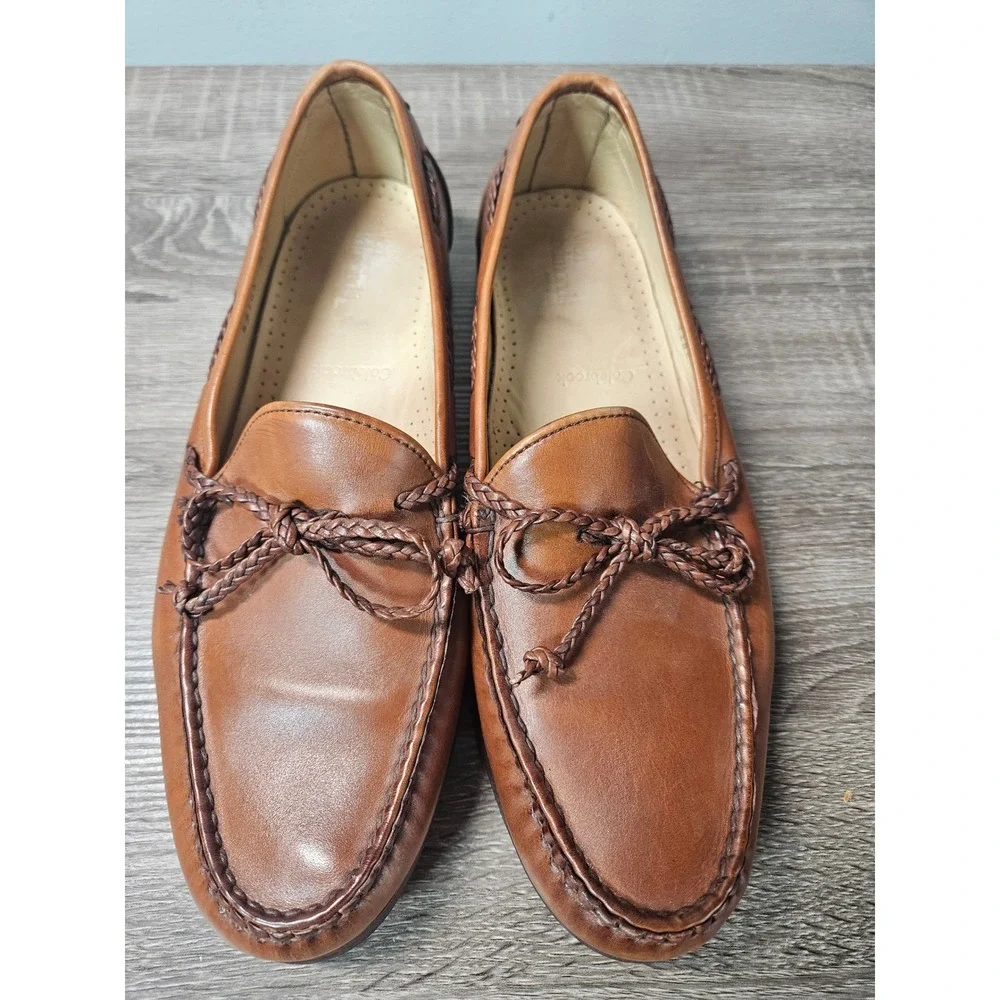 Allen Edmonds Colebrook Tan Leather Braided Bow Loafers Mens 9.5 D 91320 USA